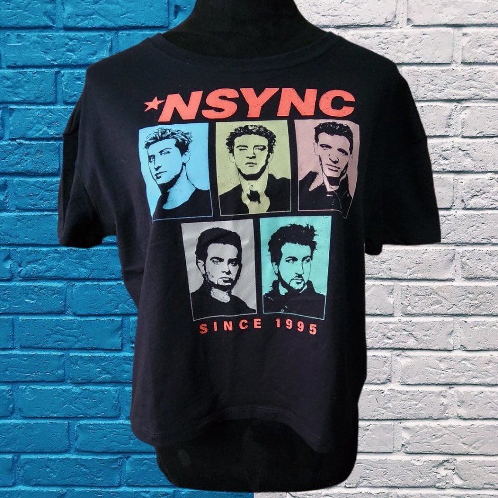 NSYNC Retro 95' NWOT  OLD NAVY  "NSYNC" Crop T-shirt Black Images